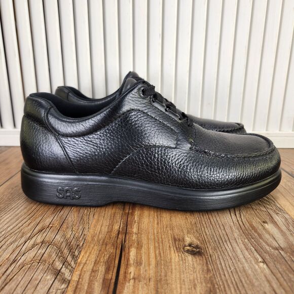 SAS Bout Time Mens Size 8 M Black Pebbled Leather Casual Lace Up Walking Shoes - Picture 1 of 9